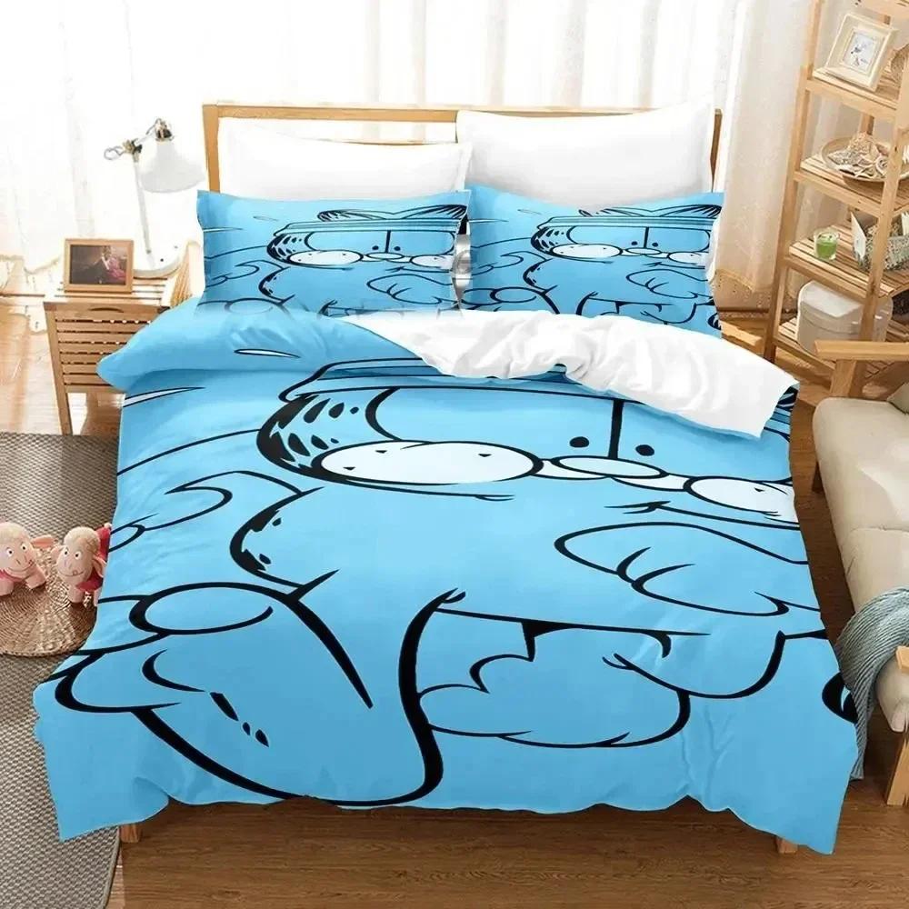 3D Print Orange Cat Cartoon Bedding Set Duvet Cover Bed Set Quilt Cover Pillowcase Comforter King Queen Size Boys Adult Bedding
