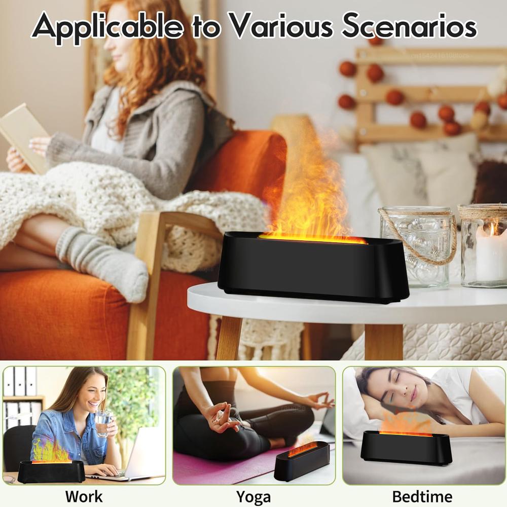 Aroma zvlhčovač vzduchu Barevný plamen Vůně Difuzér 250ML Esenciální olej Difuzér USB Zvlhčovač vzduchu Difuzéry s dálkovým ovládáním