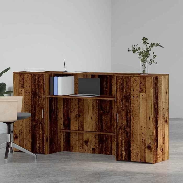 VidaXL Reception Desk Old Wood 200x50x103.5cm Engineered Wood, Reception Counter, Salon Reception, Counter 3324221