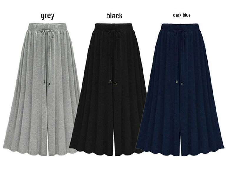 Plus Size Women's Cropped High-Waisted Wide-Leg Pants - European & American Style, Slimming & Loose Fit