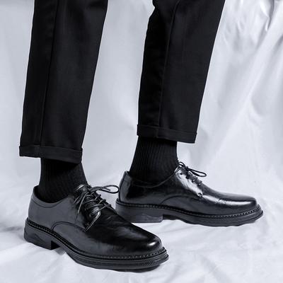 Fashion Men Business Casual Leather Shoes Outdoor Non Slip Platform Oxford Shoes Lace-up Black Office Career Dress Shoe Male Derby Shoes