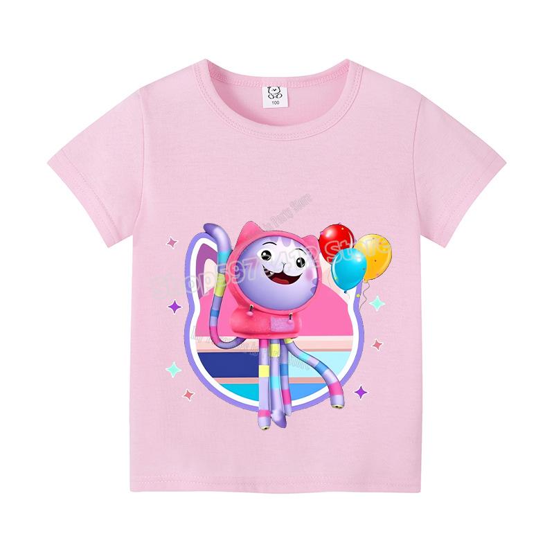 New Gabby Dollhouse Kids T-shirt Summer Children Cotton Short Sleeve Top Anime Fashion Kawaii Baby Tee Girls Casual Clothes Gift