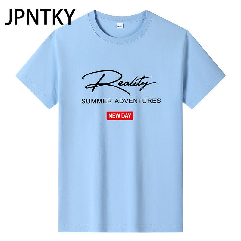 JPNTKY Cotton Short Sleeve T-shirt Men's Fashion Loose Half Sleeve Shirt Printed Compassionate Shirt