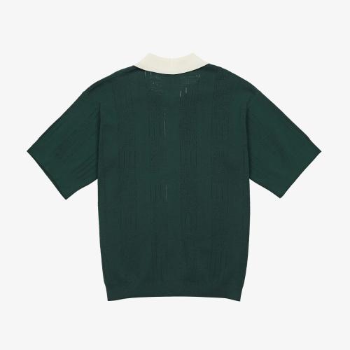KHALHON Curly Collar Knit Sweater (Dark Green)