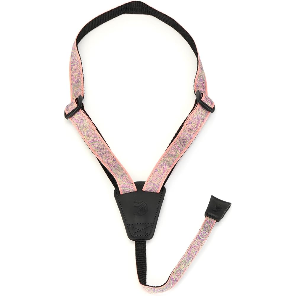 D Addario Daddario Ukulele Strap Jacquard Cradle Ukulele Strap Paisley Pattern Pink/Green 19UKE05...