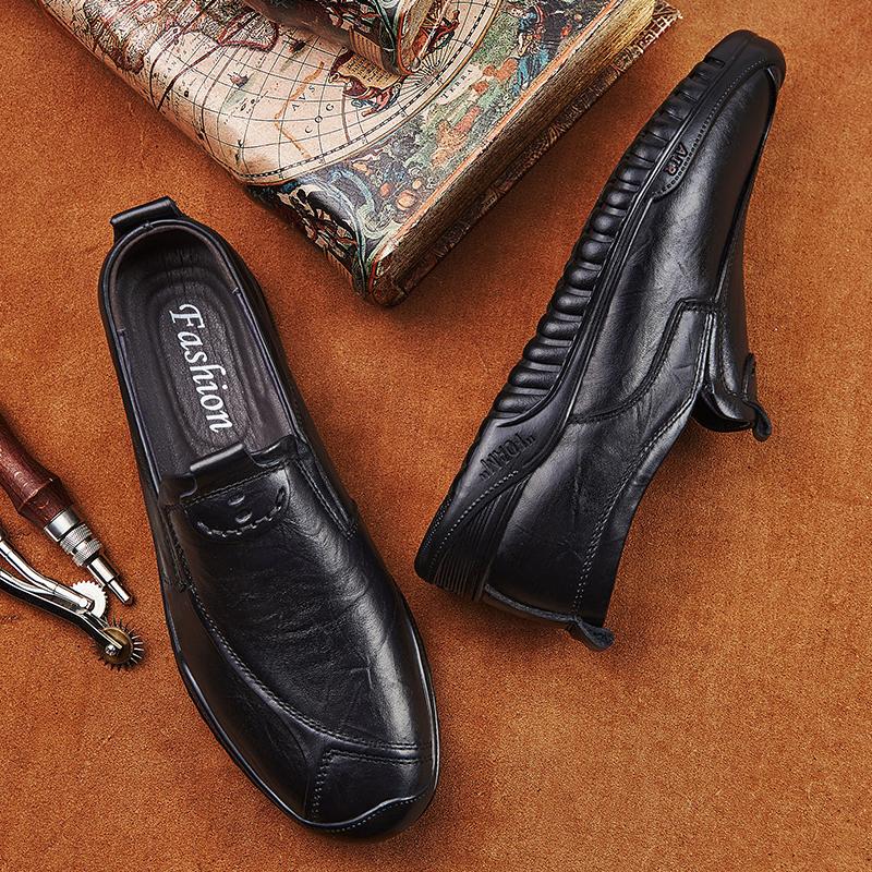 Classic Brand Men's Genuine Leather Casual Shoes Winter Velvet Cotton Shoes Outdoor Hiking Men's Oxford Shoes Anti Slip