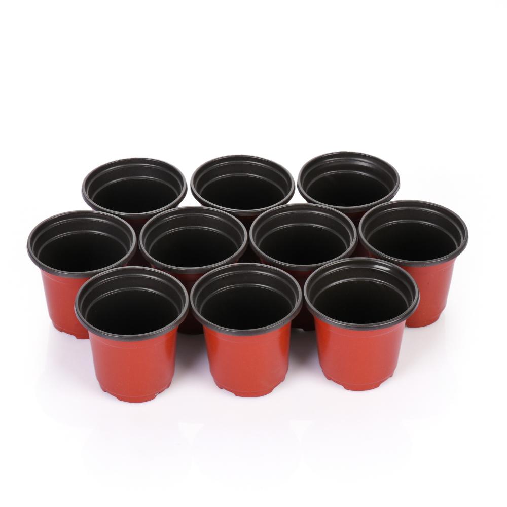10pcs Garden Supply Mini Soft Plastic Two-Tone Plant Trays Flower Vases Nursery Pots Round Planter