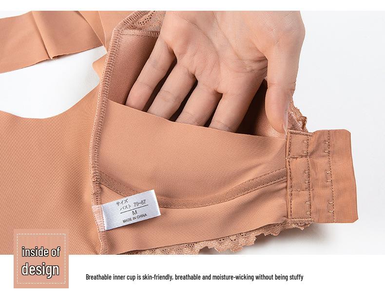 Cross-Border Sexy Lace Seamless Front Buckle Bra - Large Size, No Steel Ring, Beautiful Back Design