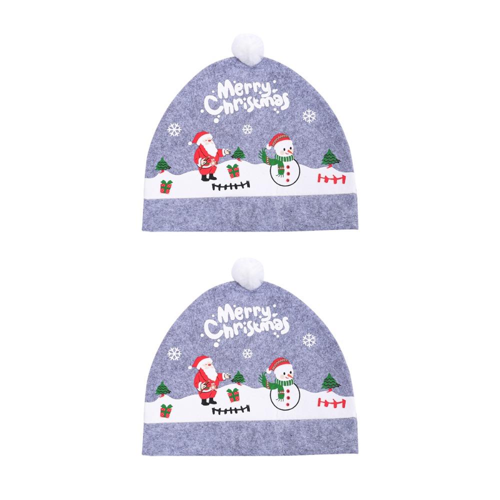 2pcs/set Cartoon Christmas Car Seat Cover Snowman Car Chair Christmas Hat  New Year