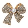 Women Decorative Pin Brooch Pin, 3D Bow Design with Imitation Pearl, Long-lasting Strong Buckle Badge for Coats Shirts Bags Accessories