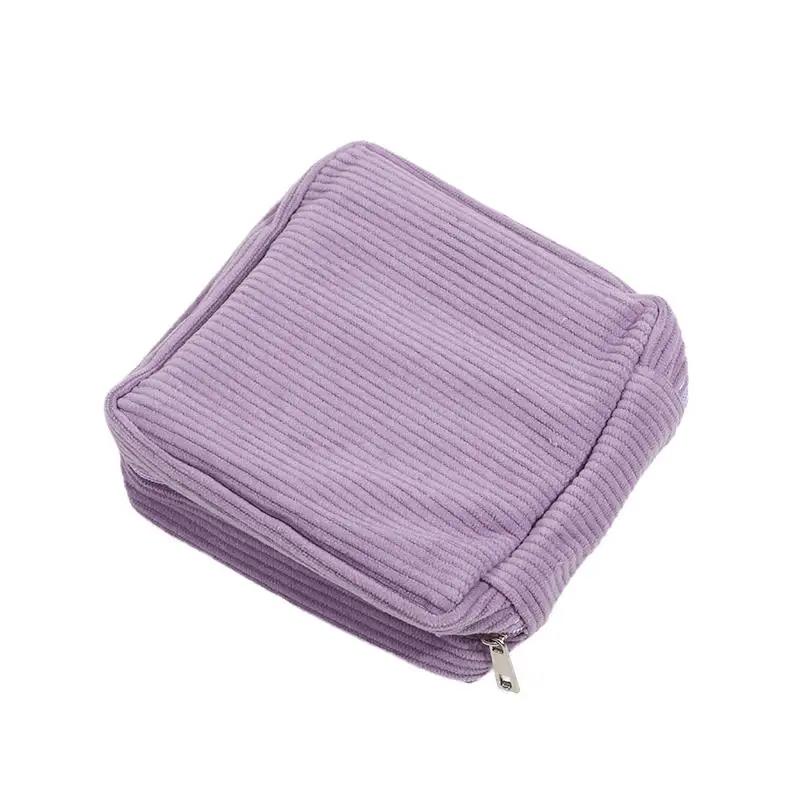 Corduroy Minimalist Travel Makeup Bag Portable Multifunctional Storage Bags Women's Large Capacity Sanitary Cotton Bag