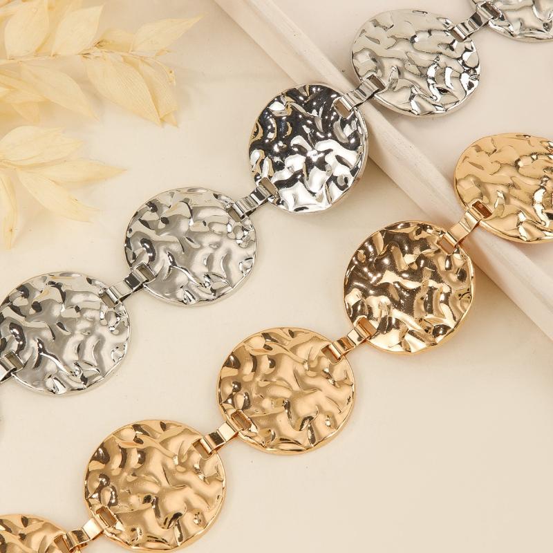 Metal Gold/Silver Chain Belt Geometry Round Wafer Adjustable Women Waist Chain Dress Shirt Decoration Accessories