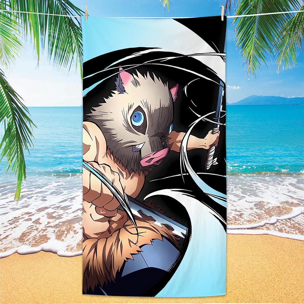 D-Demon Slayer Plážové osušky Pro děti Personalizované osušky na koupání Dárek na dovolenou k bazénu Pikniková osuška Rychleschnoucí Osušky na párty 70x140cm