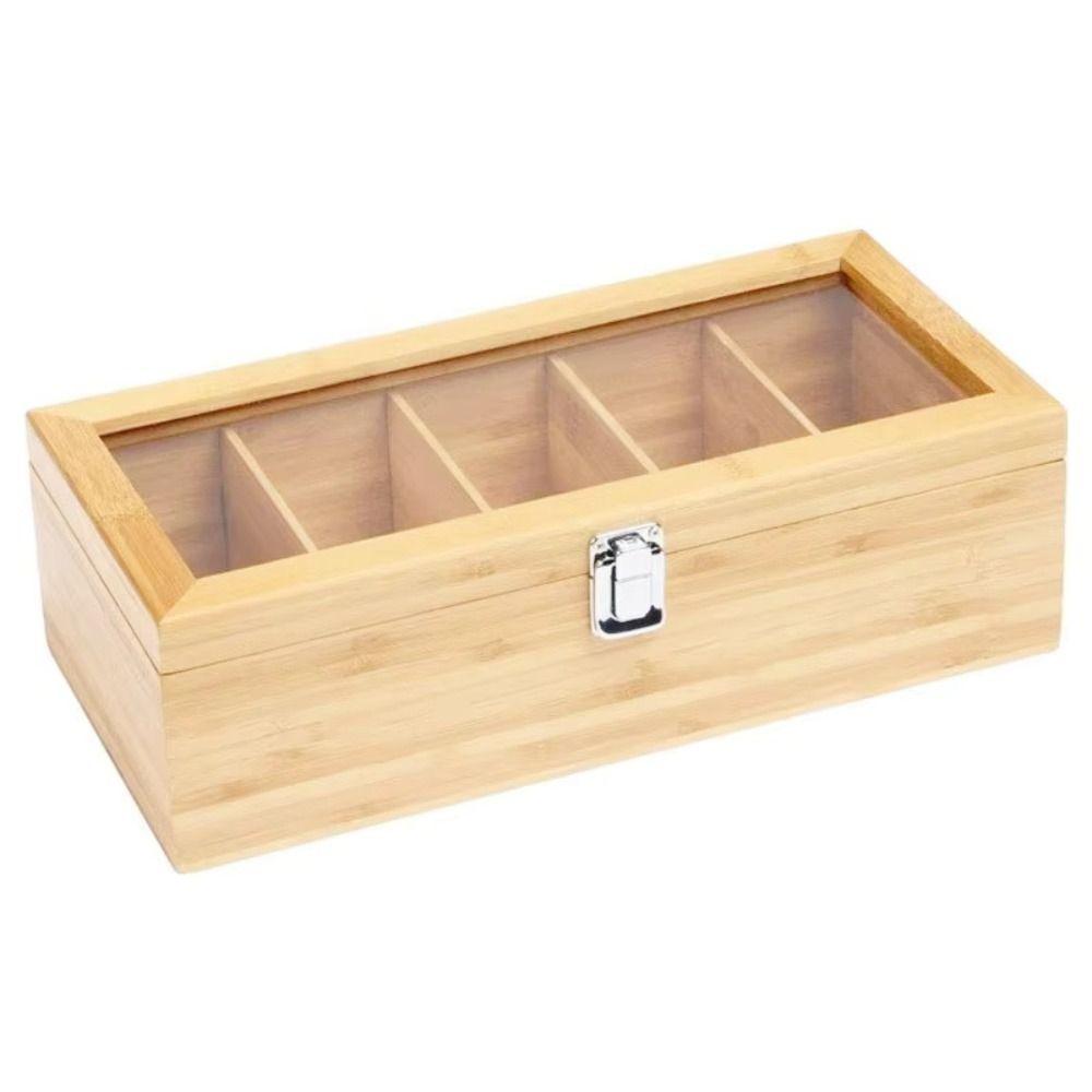 Wooden Tea Bag Storage Boxes 5/9 Grids Tea Box Holder Jewelry Organizer  Desktop Sundries