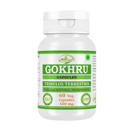 Morsan Nutraveda Gokhru (Tribulus Terrestris, Gokharu) Extract Capsule - 60 Veg. Capsules X 500 Mg (4 Packs of 60 Capsules)