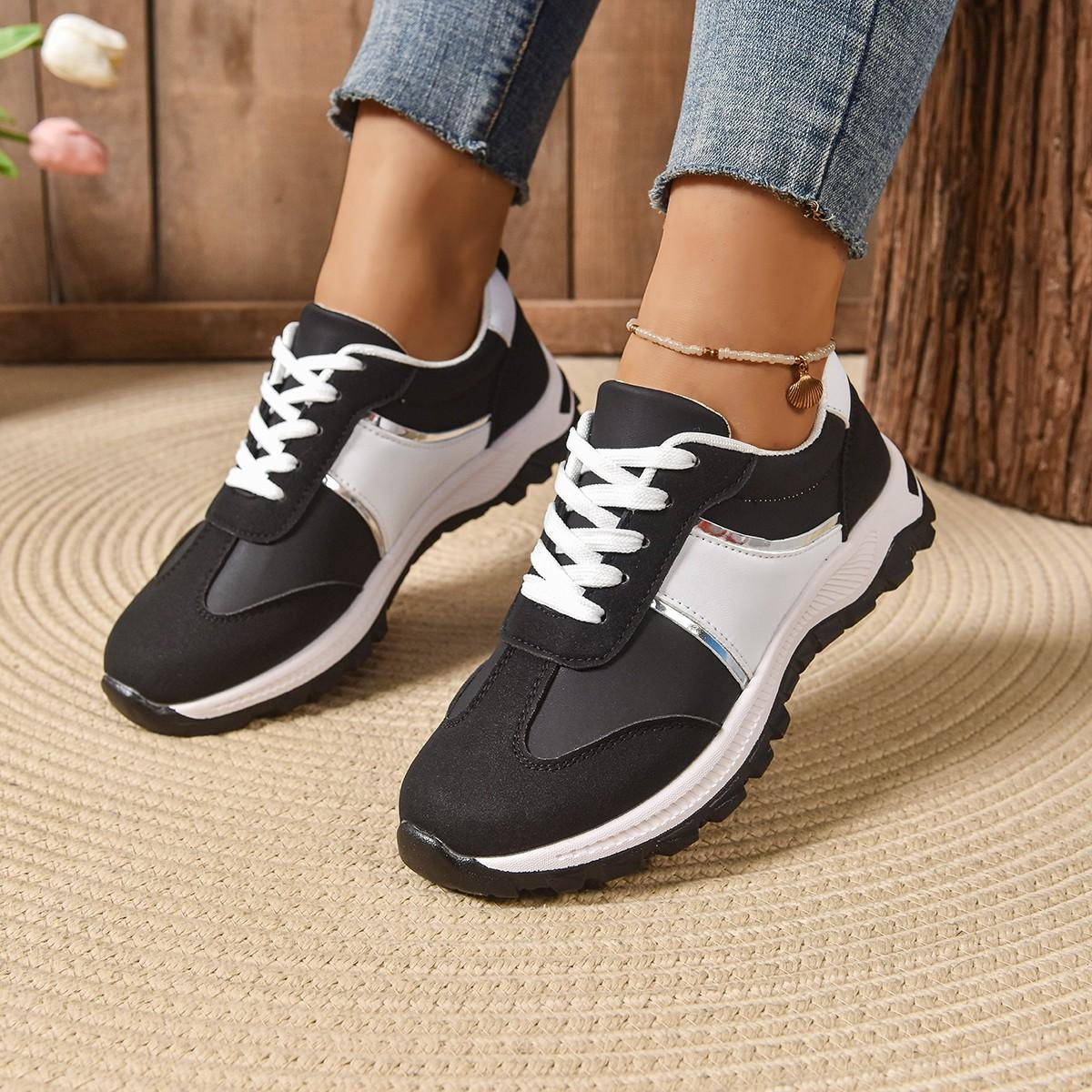 

Fashion Sneaker for Women Light Leather Casual Shoes Spring/autumn Lace Up Vulcanize Shoes for Women Casual Flats Shoes 36 чорний