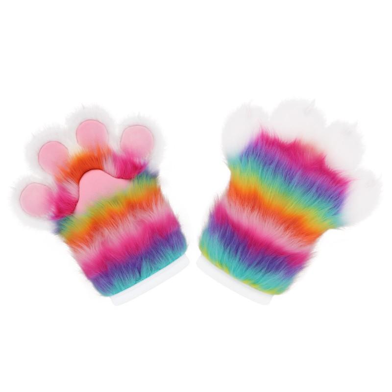 Furry Costume Paw Gloves Cosplay Performance - Soft Plush Animal Claw Hands With Fabric Pads Anime Convention Accessory