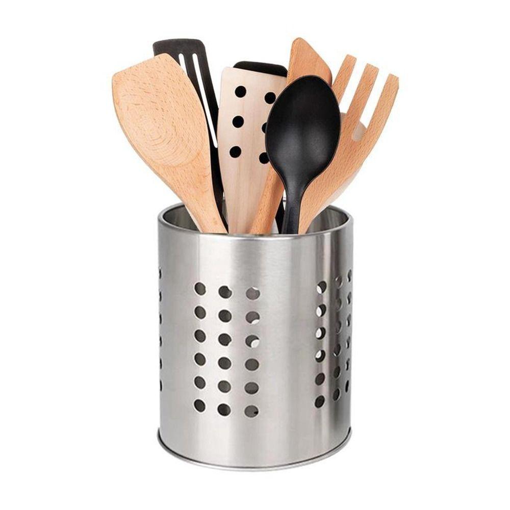 Rund Ätpinnskorg Ihålig Bordsservis Förvaringsrör Rostfritt Stål Ätpinnskorg Kök