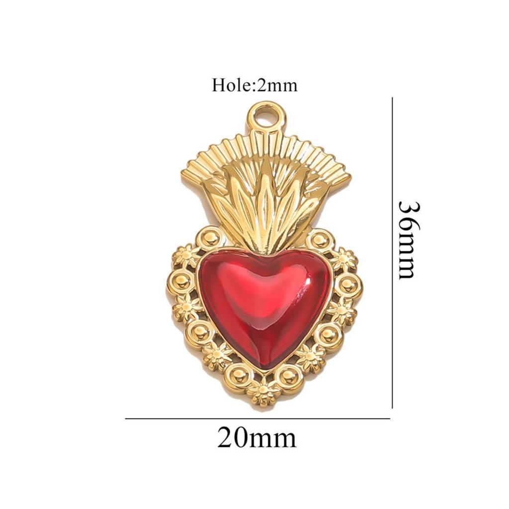 1 Piece 304 Stainless Steel Pendant Charm Red Heart Enamel 18K Gold Plated For DIY Necklace Bracelet Jewelry Making Findings