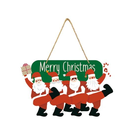 Panneau festif de noël suspendu à la porte de noël, couleur vibrante, motif de père noël, décoration de vacances, facile à accrocher