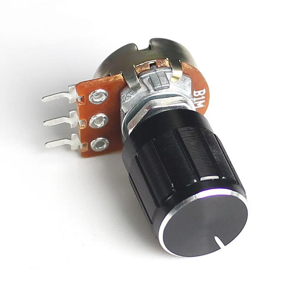 5 Set WH148 Linear Taper 3pin Rotary Potentiometer Resistor 15mm 1K 2K 5K 10K 20K 50K 100K 250K 1M with Black Aluminum Knob Set