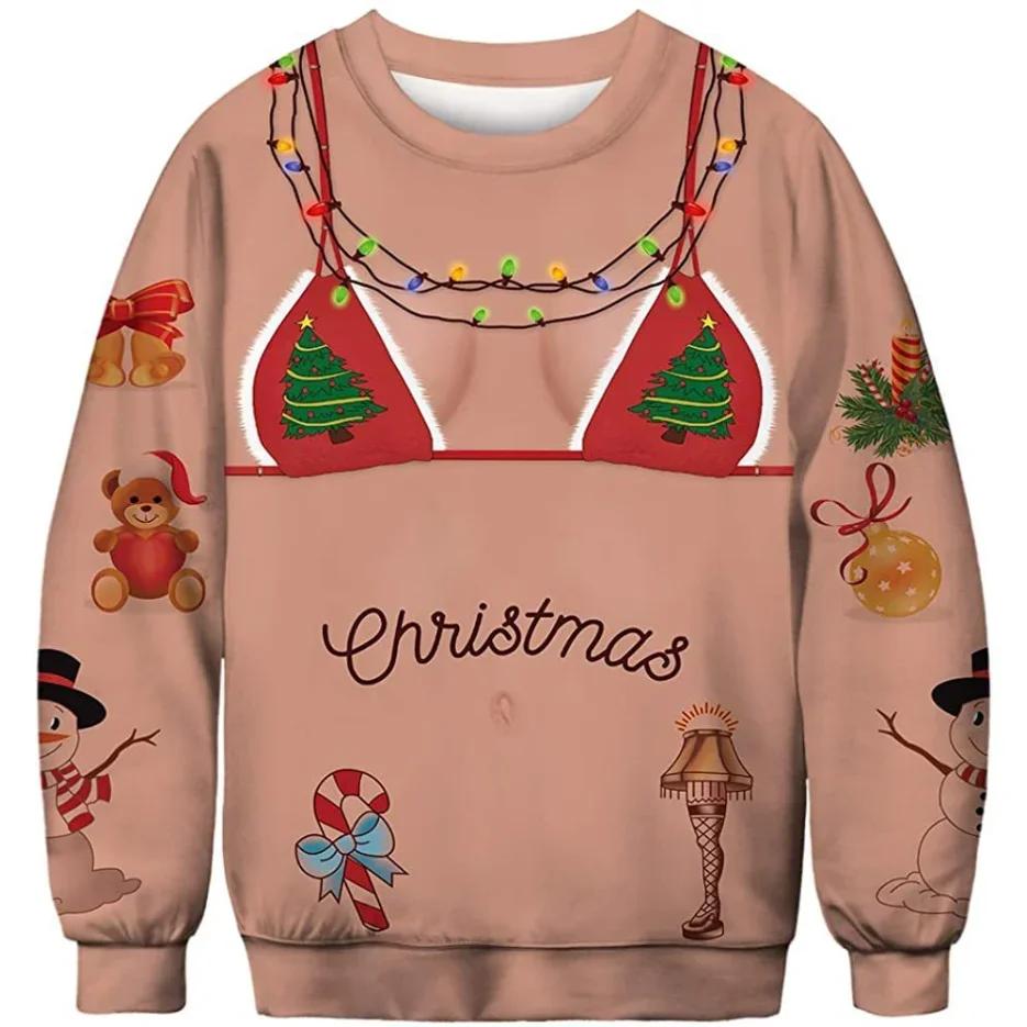 Christmas Sweater Novelty Funny Light Up Ugly Christmas Sweater For Men And Women 3D Printing Pullover Jumpers Warm Sweater S