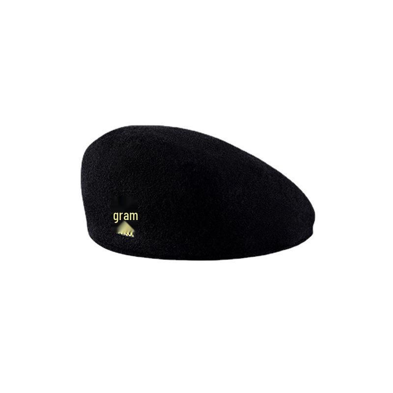 Korean Style Wool Beret with Kangaroo Embroidery - Trendy Newsboy Cap