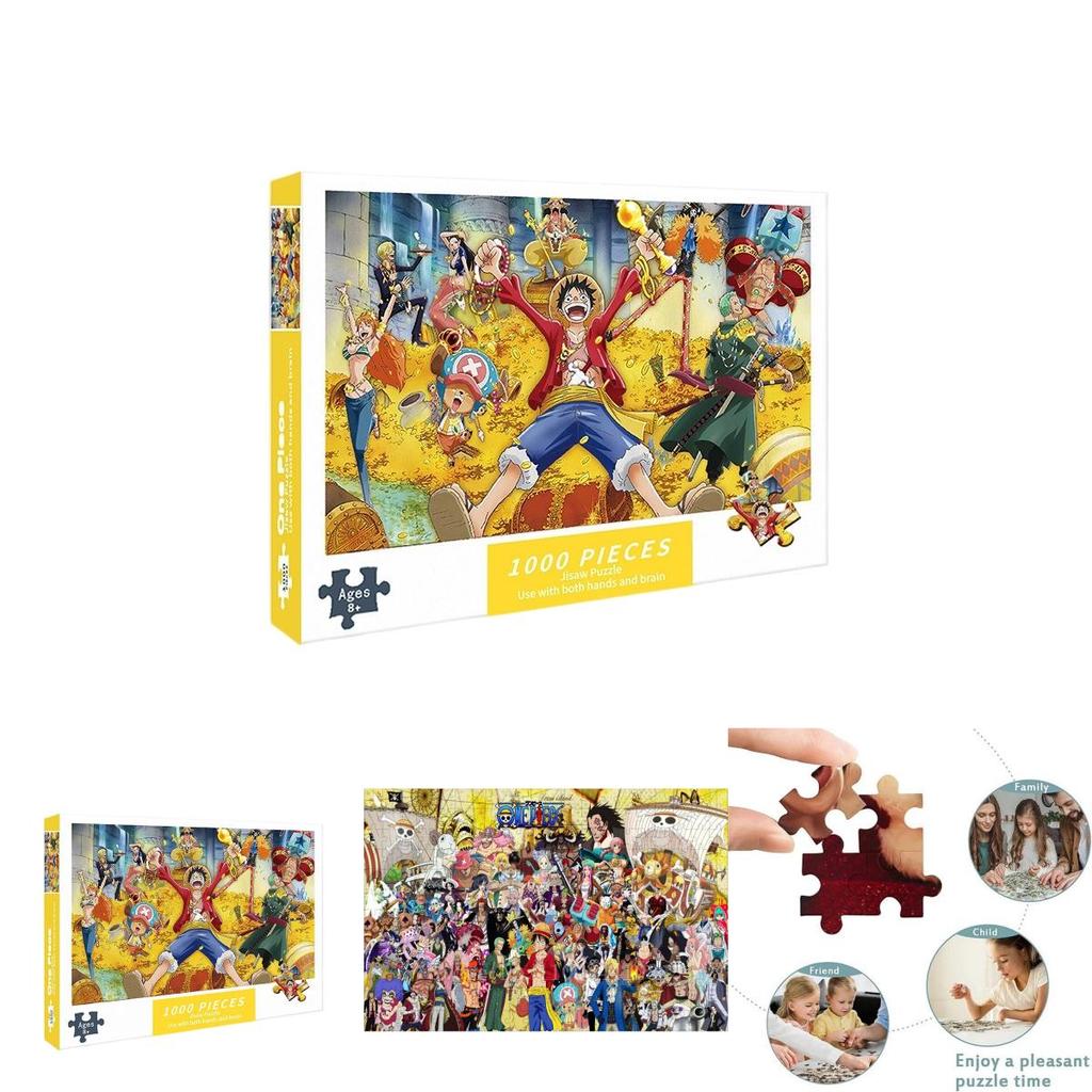 1000 Piece Paper Puzzle Sea Pirate King Collection, Miniature Cartoon Flat Puzzle