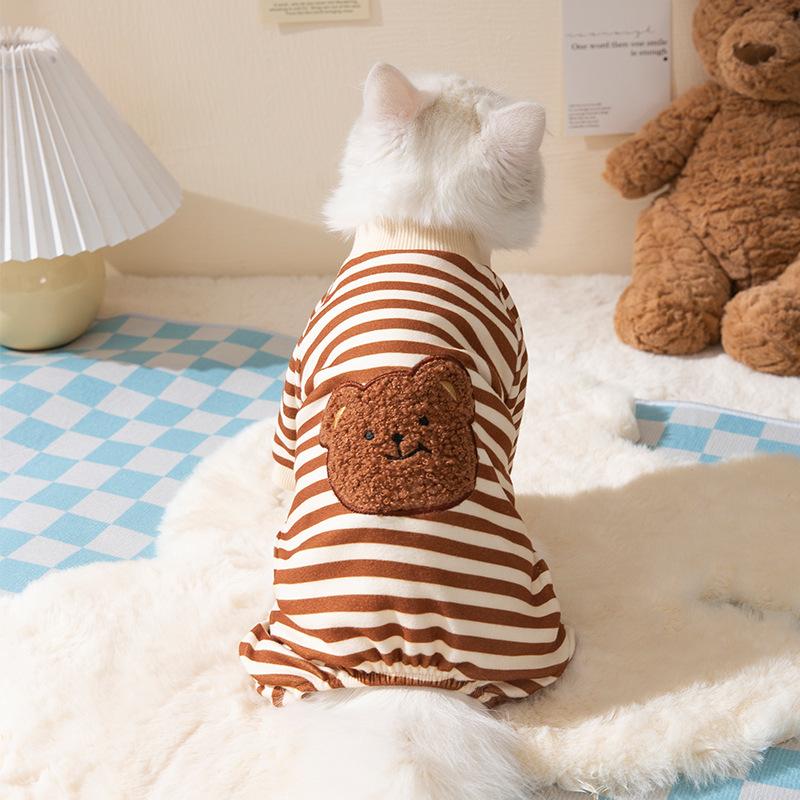 Spring Thin Cartoon Warm Four-legged Clothes Adult Cat Kitten Anti-hair Loss Home Clothes Dog Cat Clothes Pet Clothing