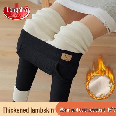 Women's Lambswool Striped High-Waist Thermal Leggings