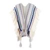 Women's Fashion Spring Autumn Winter Pashmina Ethnic Style Tassel Cape Colorful Knitted Split Shawl