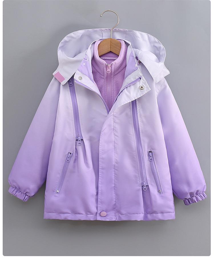 Mädchen 3-in-1 Abnehmbarer Windbreaker: 2025 Fleecegefütterte Jacke für Frühling, Herbst und Winter