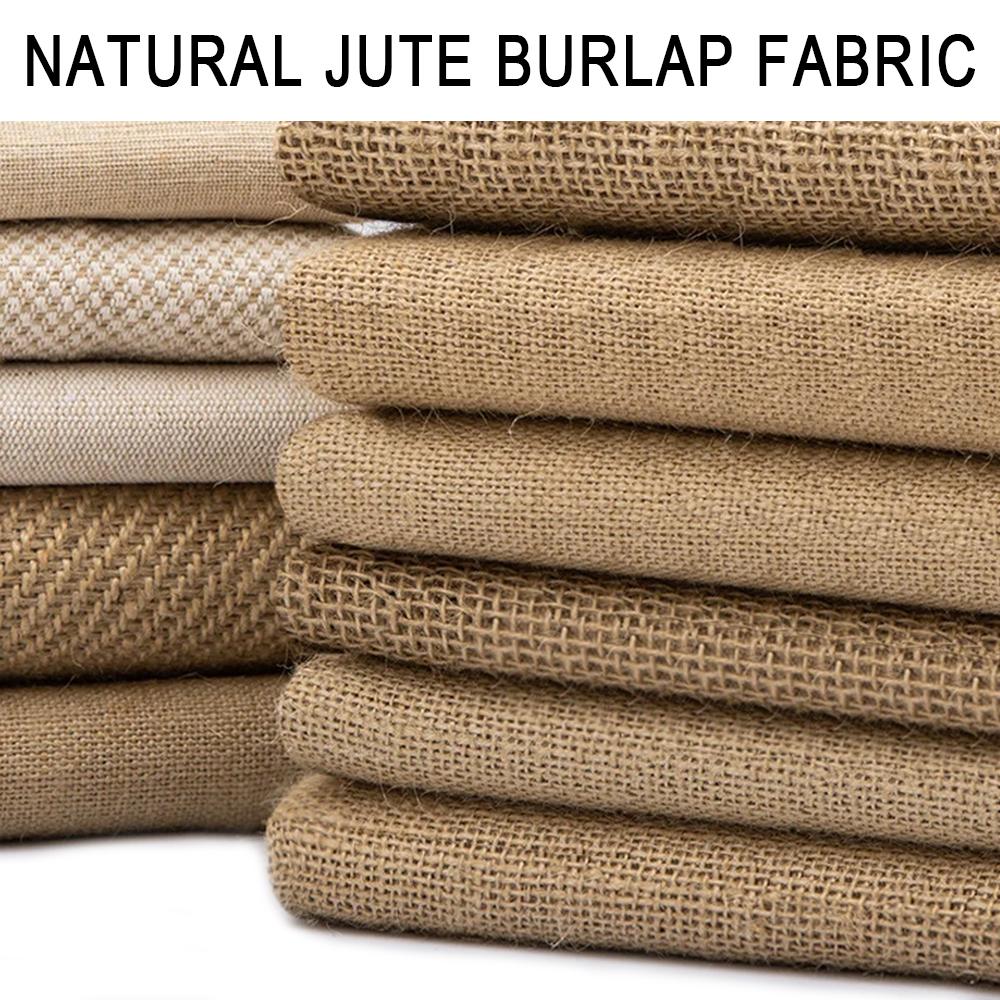 63"X19.6" Density 50*50 Natural Jute Burlap Fabric For Bags Placemats Tablecloth Background Decoration Protect Plants Xmas Decor