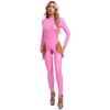 Kvinners ett stykke langermet skrittløs jumpsuit Wet Look Patent Leather Glidelås Bodysuit Catsuit