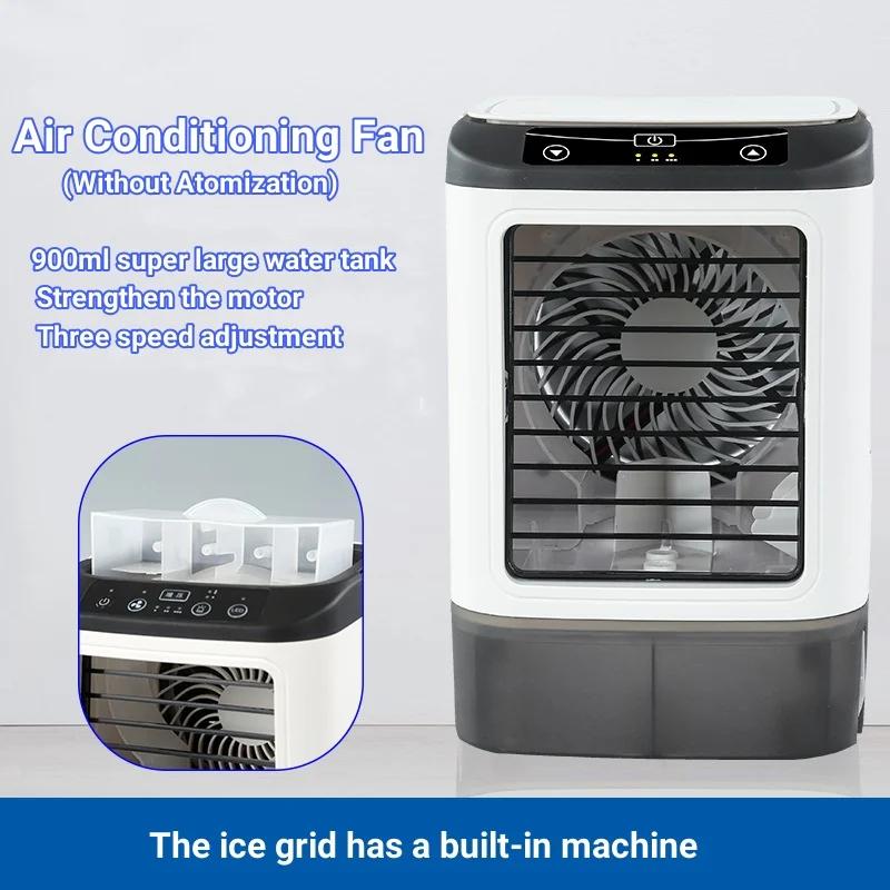 Air Conditioner Portable Fan Desktop Dual Spray Ultrasonic Atomization 3-Speed Mute Air Cooler Night Light Electric Fan for Home No Atomization