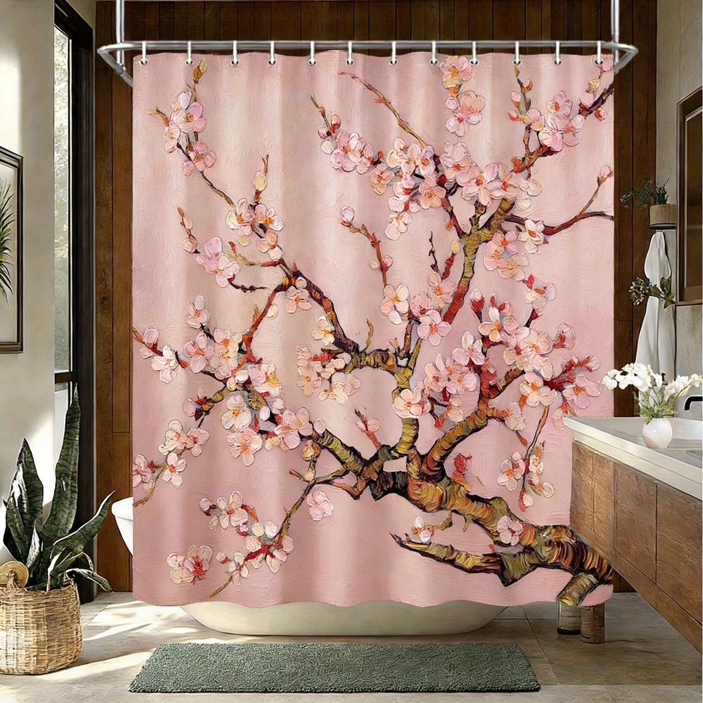 Watercolor Lavender Bouquet Waterproof Shower Curtain For Bathroom Decor