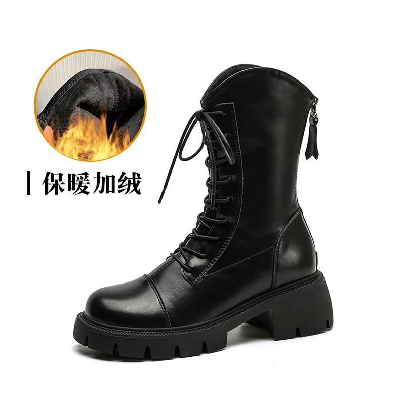 

Boots women s 2025 autumn and winter new leather Martin boots British style short boots strap rear zipper Chelsea boots women 40