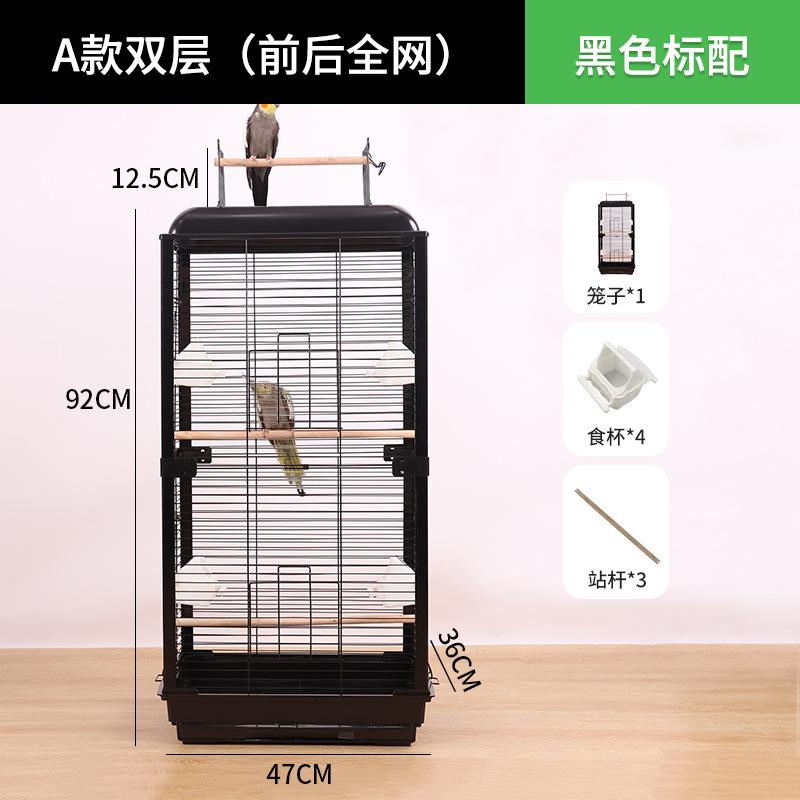 Acrylic Transparent Splash-Proof Horizontal Wire Bird Cage for Parrot Cockatiel Mynah Budgie Large Luxury Villa Style Perch