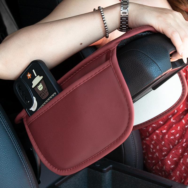 Car Center Console Protector Cover Armrest Pad Box Cushion with Pocket Arm Rest Mat Elbow Support Storage Four Seasons Universal