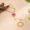Ingemark Exquisite Sweet Butterfly Flower Finger Bracelet for Women Retro Drip Oil Flower Charm Bracelets Jewelry Hand Accessory