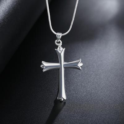 925 Sterling Silver Cross Pendant Necklace Wedding Charm Jewelry