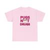 Pugs Not Drugs Uniseks T-shirt - Grappig Hondenliefhebber T-shirt, Schattig Huisdier Eigenaar Shirt, Dierlijke Grafische Top, Cadeau voor Pug Liefhebbers, Comfortabel Katoenen T-shirt