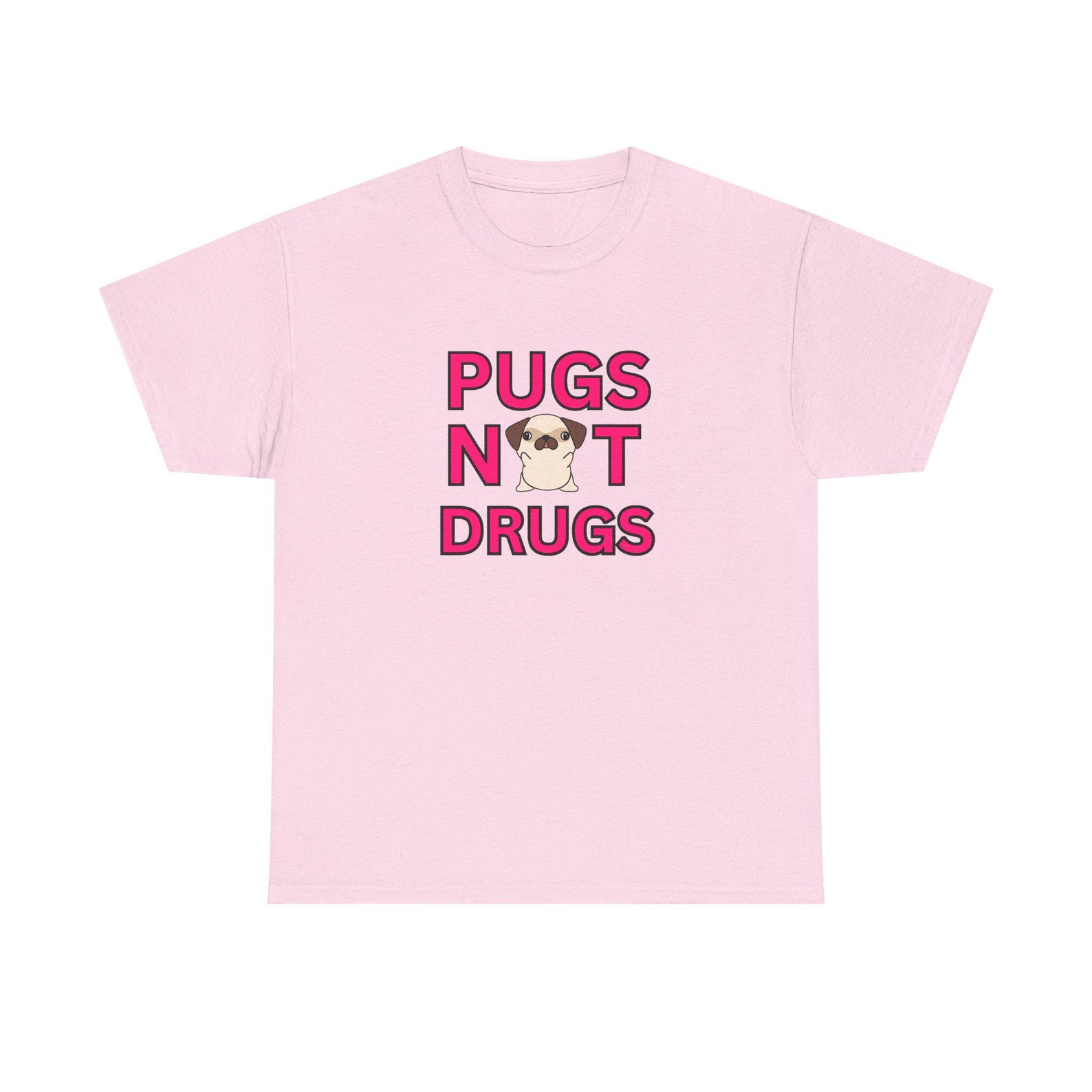 Pugs Not Drugs Unisex T-Shirt - Funny Dog Lover Tee, Cute Pet Owner Shirt, Animal Graphic Top, Gift for Pug Lovers, Comfy Cotton T-Shirt S