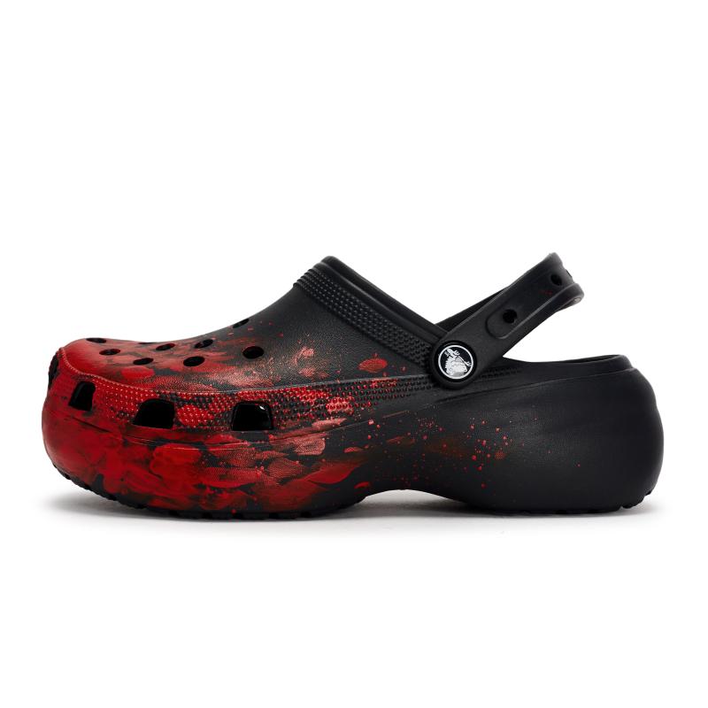 Crocs Classic Platform Clog 811 Made Mystery Scene Special Shoe Box Soft Comfortable Hole Shoes Women's Black Red
