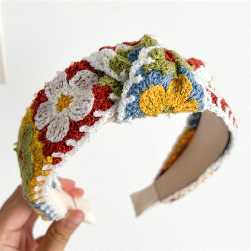 

Красивые вязаные цветочные вышитые ленты для волос с узлом для женщин, девушек, для шопинга, вечеринок, фотосессий, головные уборы