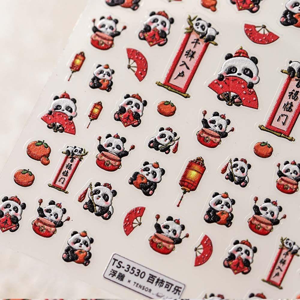 Manicure Ornaments Panda Nail Decals Chinese New Year Panda Panda Nail Art Decorations  Girls