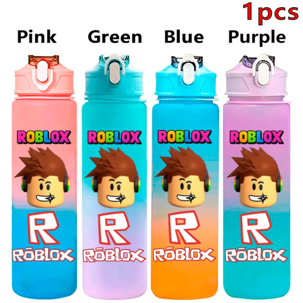 750ml Roblox Cartoon Large Capacity Gradient Color Straw Bottle Camping Drinking Tools Student Game Periphery Plastic Sports Cup