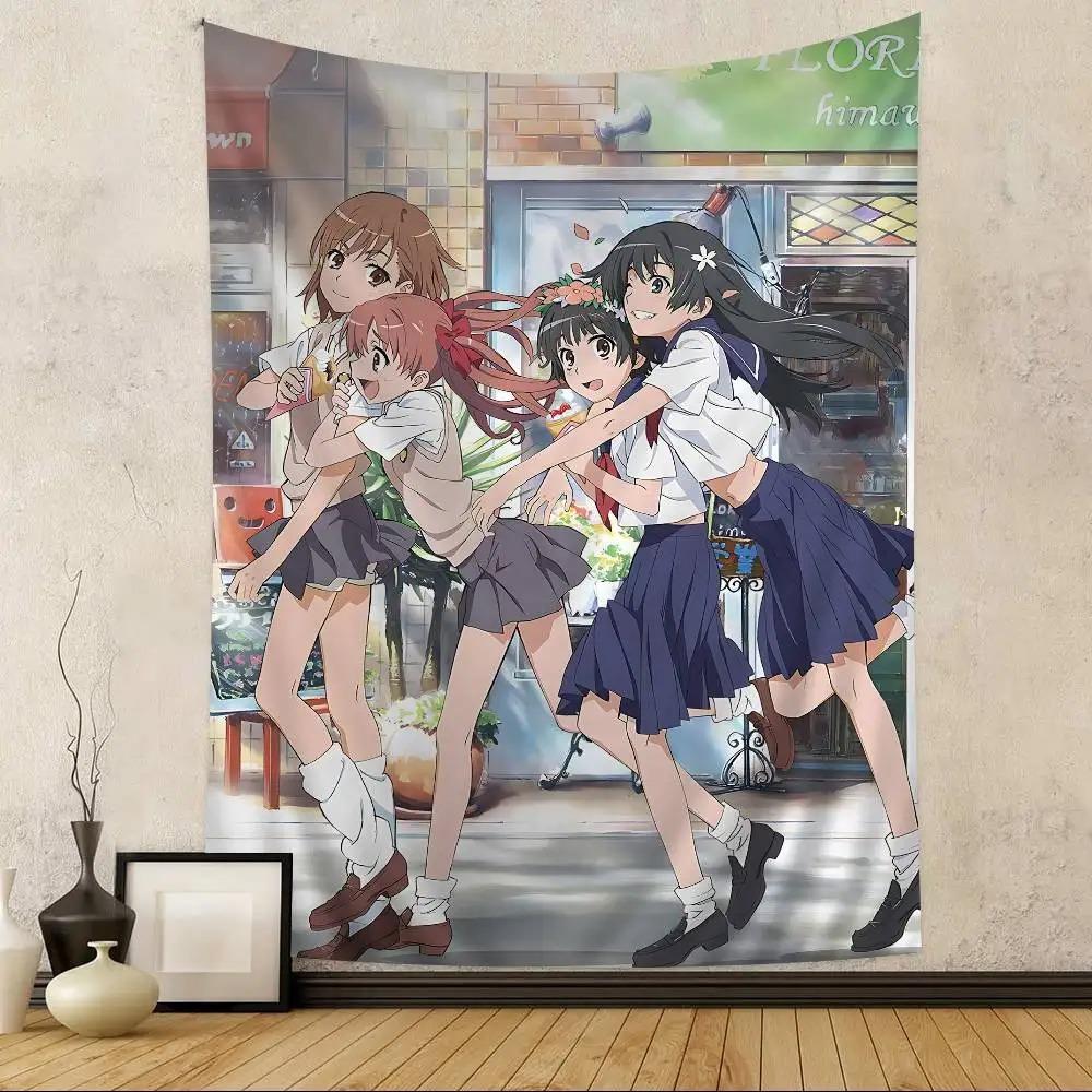Pewien Kawaii Naukowy Railgun Anime Kreskówka Gobelin Dekoracja Ścienna Domowy Wystrój Domu