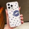 Red Lips Print Phone Clear Anti-Fall Case Shell For iPhone 16 Pro Max 16E 15 14 Pro 13 12 11 Diamond Frame Soft Silicone Shockproof Phone Cover