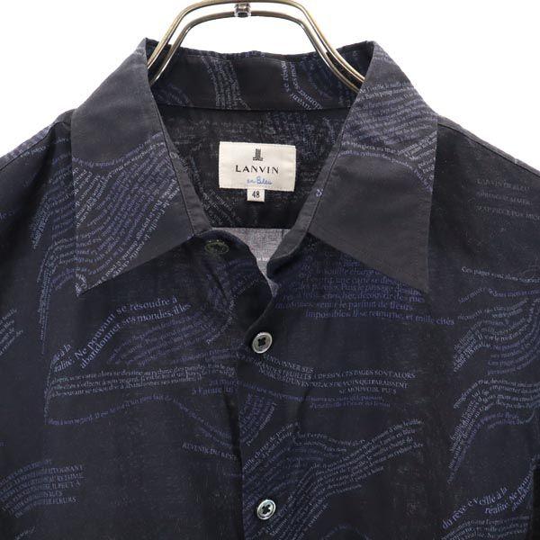 Lanvin Made In Japan Logo Print Long Sleeve Shirt 48 Navy System Men's Used